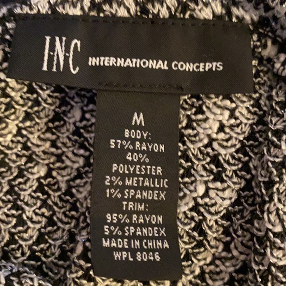 INC Silver Metallic & Black Lightweight Tunic Crewneck Sweater Medium - Picture 6 of 6